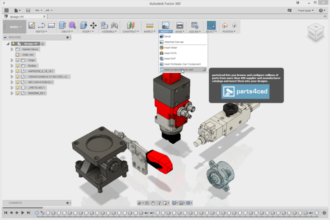 parts4cad in Autodesk Fusion 360