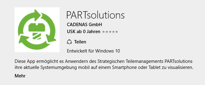 Die PARTsolutions App gibt es jetzt auch für Windows 10.